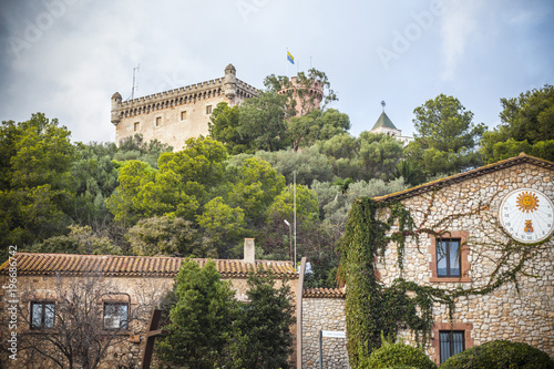 Castle and masia, traditional catalan house, Castelldefels,Catalonia,Spain.