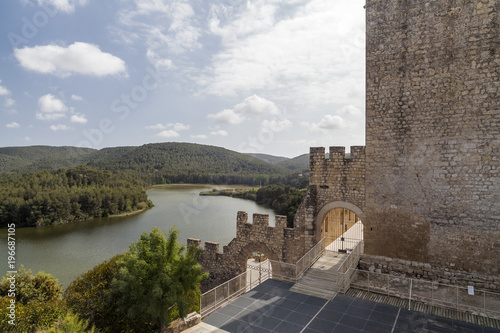 Castle view and Foix swamp , Castellet, Castellet i la Gornal,Penedes region,Catalonia. photo