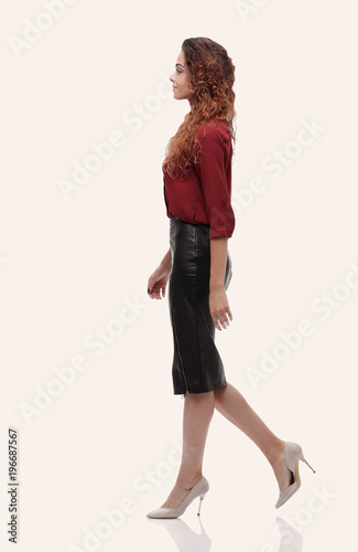 side view.modern young business woman.