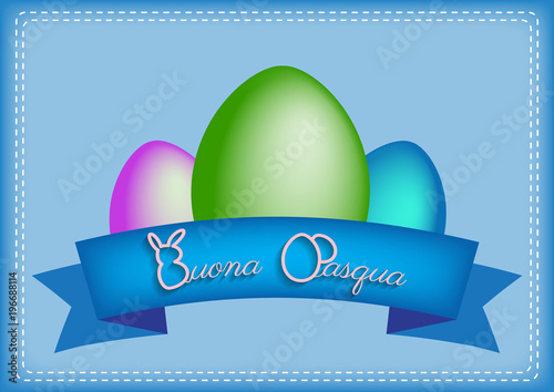 Biglietto di buona Pasqua con le uova colorate