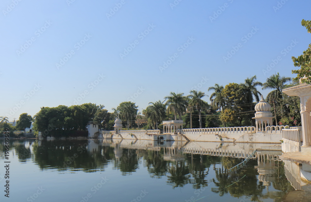 Dudh Talai lake cityscape Udaipur India