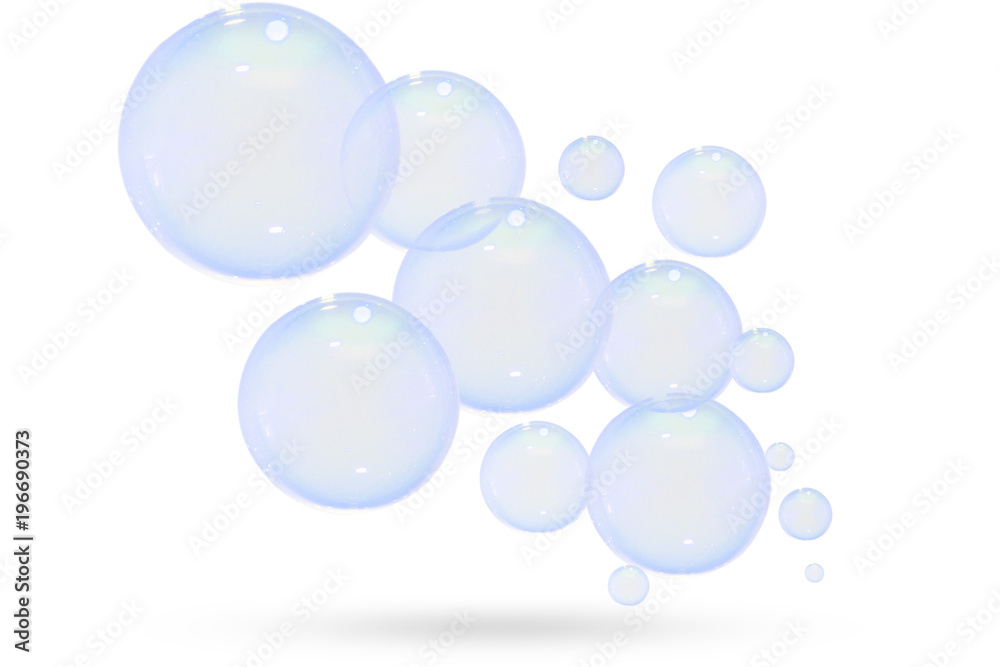 Abstract soap bubbles float isolated on white background Abstract soap bubbles float isolated on white background