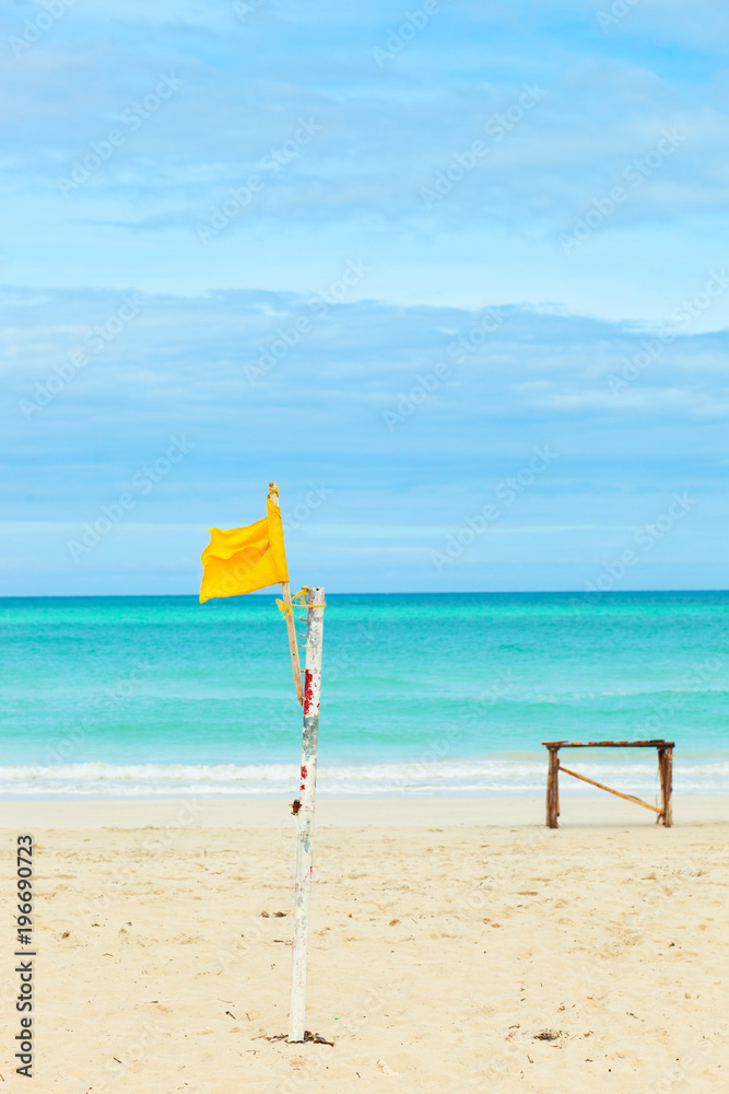 Yellow flag on the beach of Varadero, Cuba. Yellow flag on the beach of Varadero, Cuba.