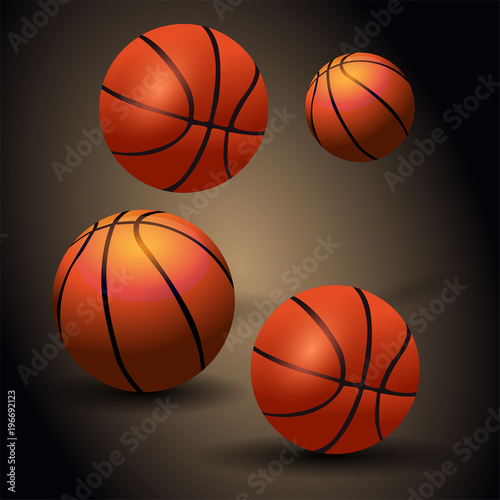 basketball court with ball and lamp light