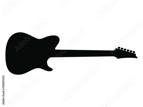 High Quality Hand Drawn Black Silhouette of an Heavy Metal Guitar © Philippe