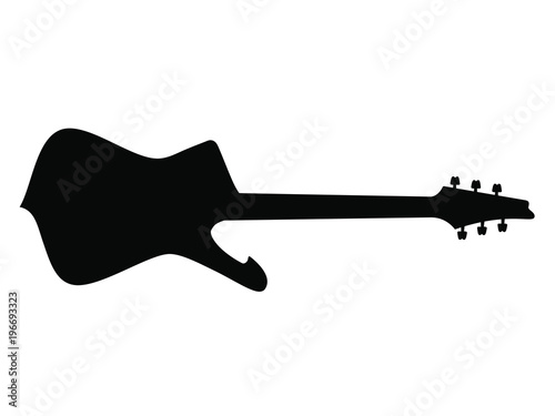 High Quality Hand Drawn Black Silhouette of an Heavy Metal Guitar