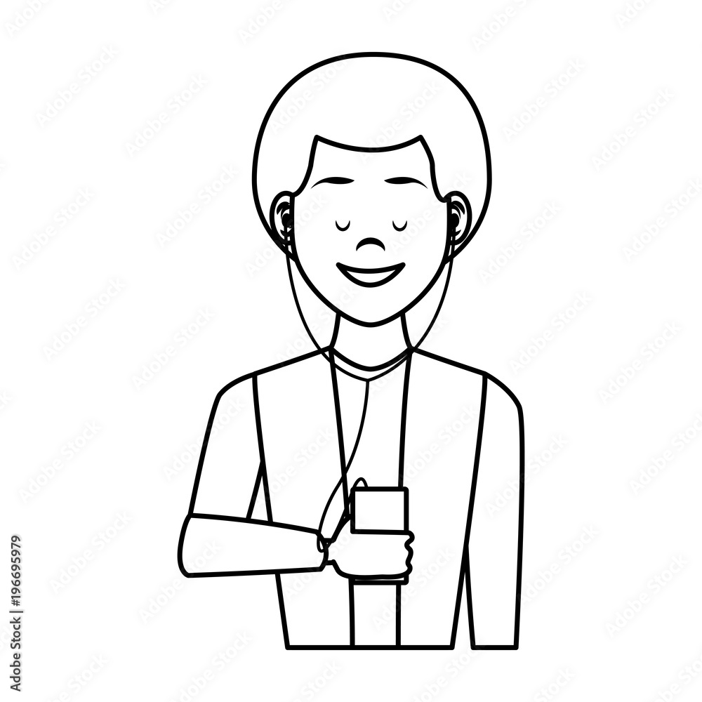 Young man with smartphone vector illustration graphic design