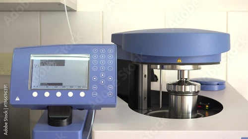 Calorimeter bomb measuring fuel power in the laboratory photo