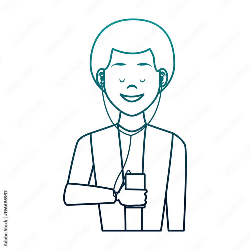 Young man with smartphone vector illustration graphic design