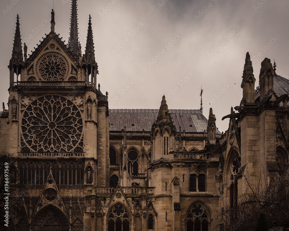 Fototapeta premium Exterior of Cathedrale Notre Dame, medieval Catholic cathedral.