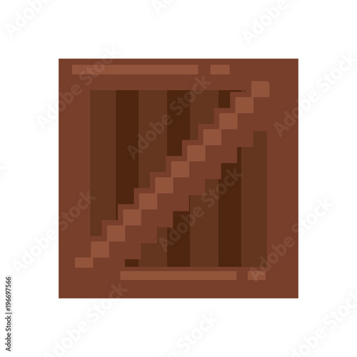 Pixelated wooden box vector illustration graphic design