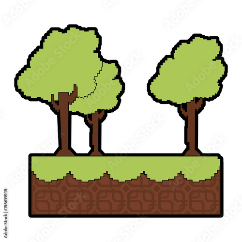 Pixelated trees isolated vector illustration graphic design