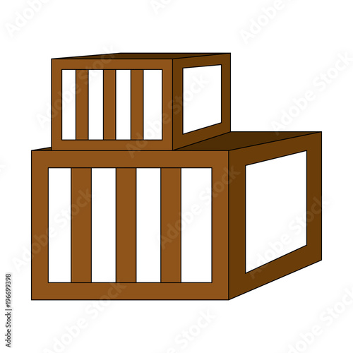 Pixelated wooden boxes vector illustration graphic design