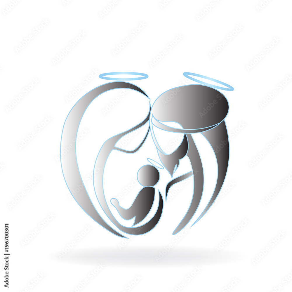 Christmas Nativity Sacred Family icon logo vector Christmas Nativity Sacred Family icon logo vector