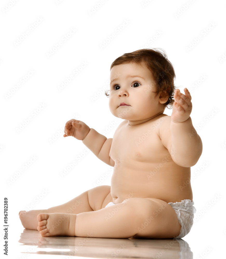 Infant baby girl toddler fat over weight sitting happy smiling Infant baby girl toddler fat over weight sitting happy smiling