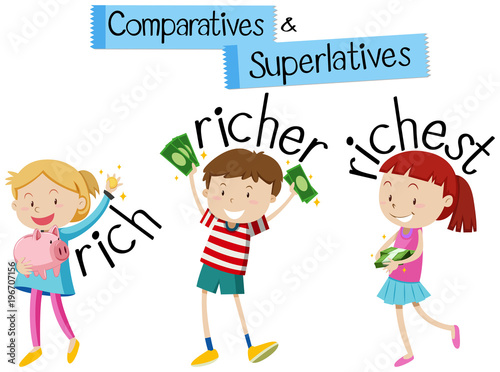 English grammar for comparatives and superlatives with kids and word rich