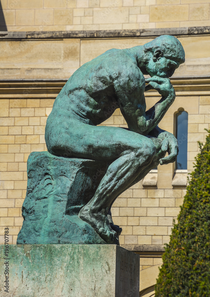 Naklejka premium The Thinker sculpture. Rodin Museum, Paris, FRance