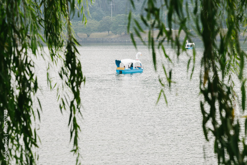 Duck boat on lake at Uirimji Reservoir in Jecheon, Korea photo