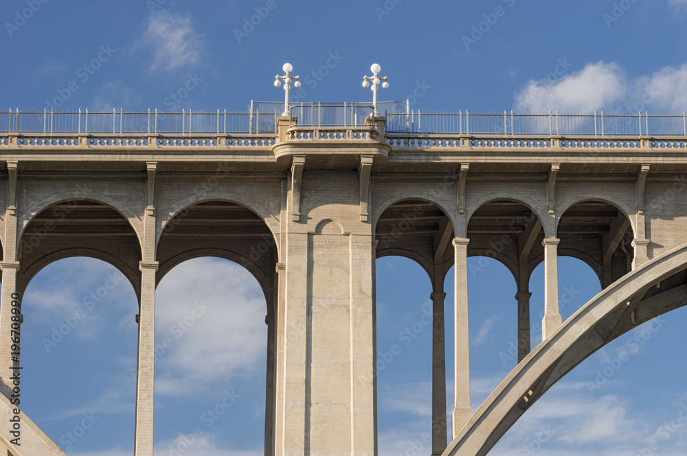 The Colorado Street Bridge in Pasadena, California, built in 1913. The bridge is on the National Register of Historic Places, and has been designated a National Historic Civil Engineering Landmark.