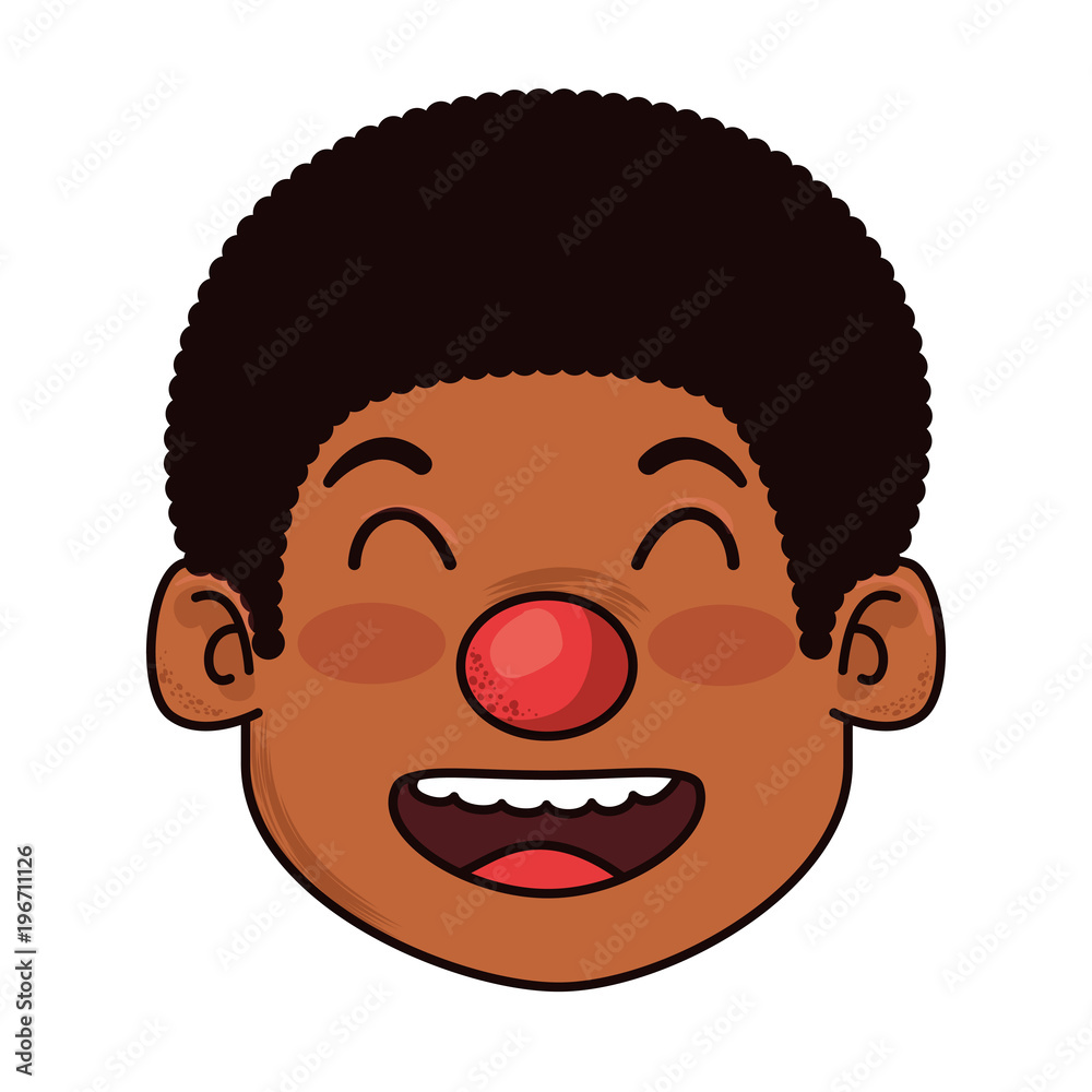 litttle boy with clown nose litttle boy with clown nose