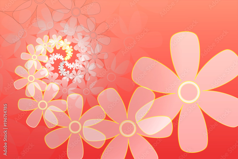 Flower Bouquet Spiral. Abstract Graphic Design. Pink and Yellow on Salmon. Swirl Vector Illustration. Flower Bouquet Spiral. Abstract Graphic Design. Pink and Yellow on Salmon. Swirl Vector Illustration.