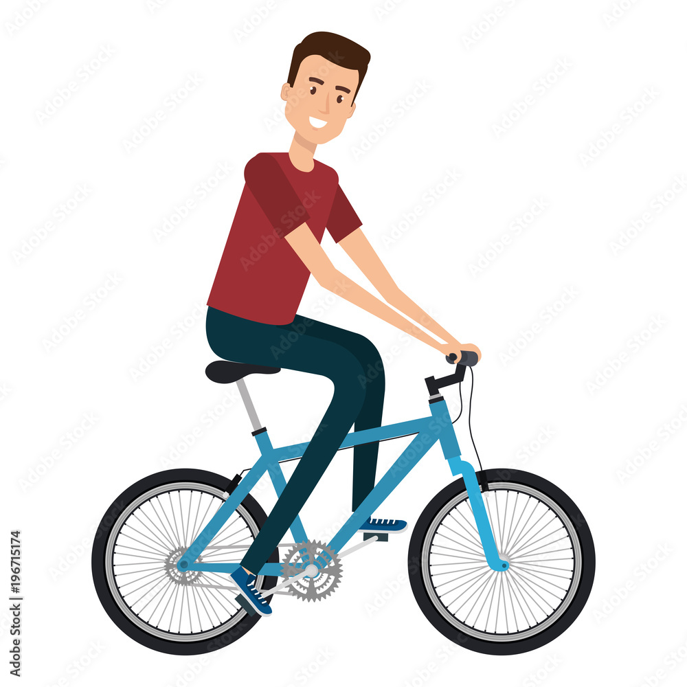 Naklejka premium young man in bicycle