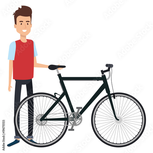 young man in bicycle