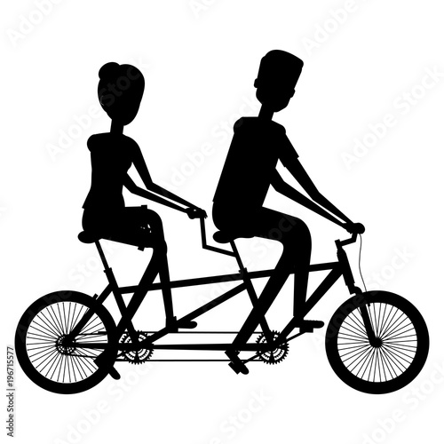 couple in bicycle tandem