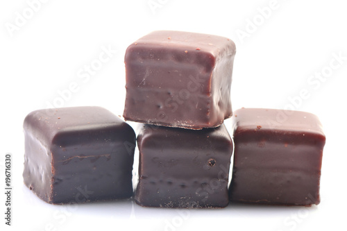 Chocolate candies on a white background