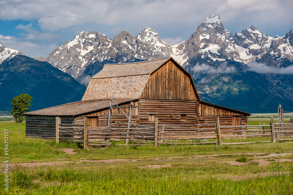 Old barn in Grand Teton Mountains