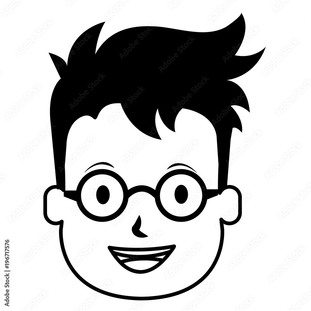 happy little boy head character vector illustration design