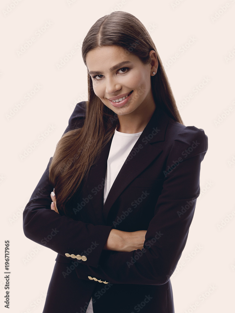 closeup of a smiling business woman standing closeup of a smiling business woman standing