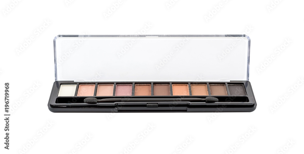 Set of makeup eyeshadows with brush. Isolated on white. Set of makeup eyeshadows with brush. Isolated on white.