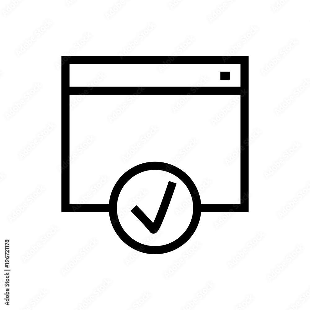web approved outlined vector icon. Outlined symbol of web page confirmed. Simple, modern flat vector illustration for mobile app, website or desktop app web approved outlined vector icon. Outlined symbol of web page confirmed. Simple, modern flat vector illustration for mobile app, website or desktop app