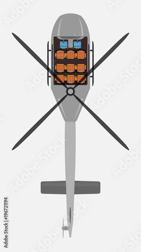 Top View Show Seat Map of Passenger Helicopter Vector