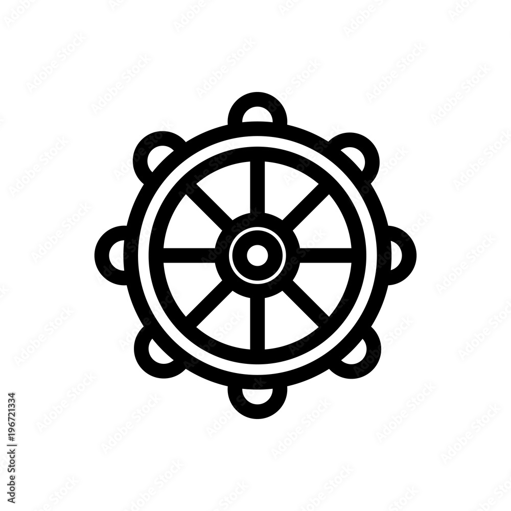 Obraz premium ship rudder outlined vector icon. Outlined symbol of helm. Simple, modern flat vector illustration for mobile app, website or desktop app