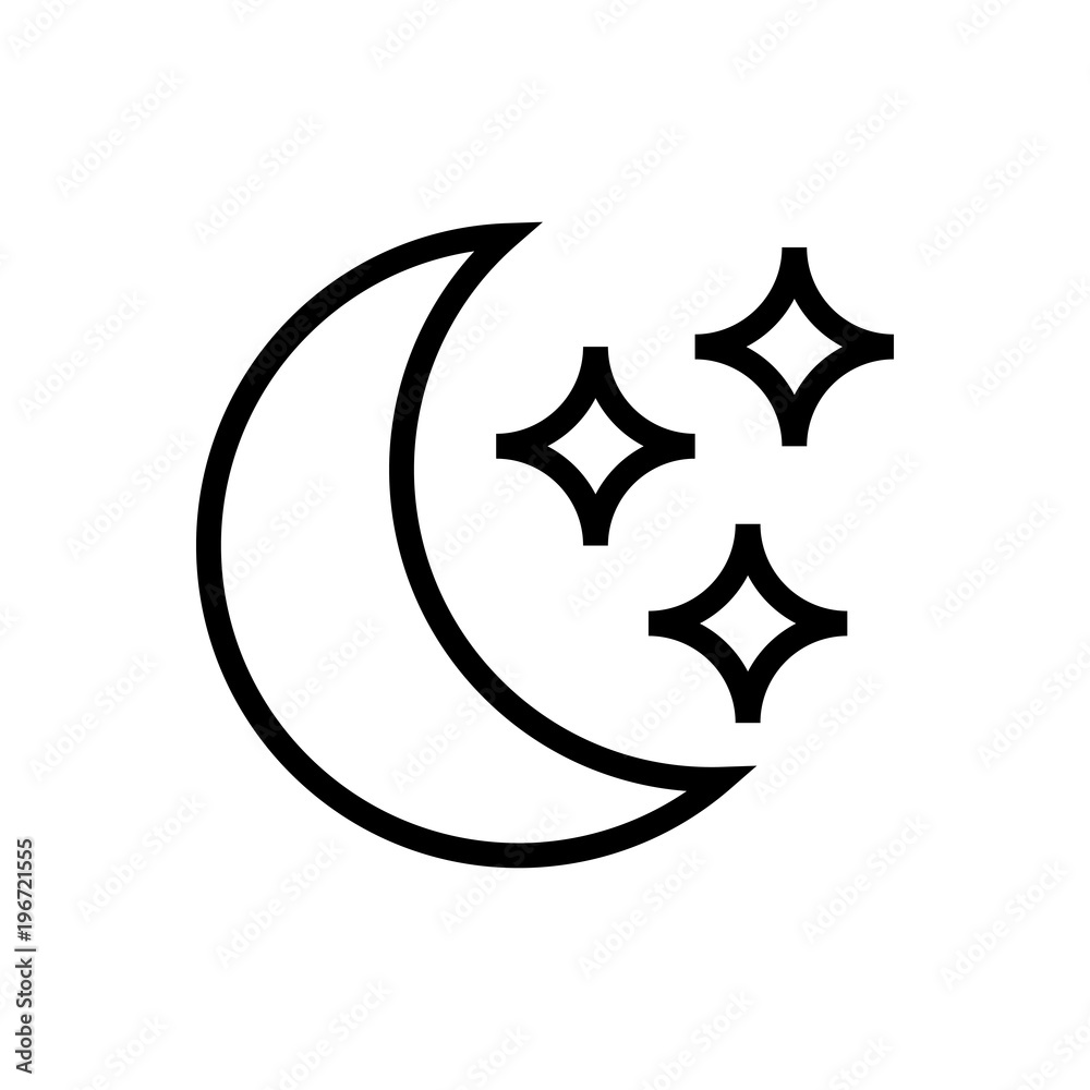 moon and stars outlined vector icon. Outlined symbol of space body. Simple, modern flat vector illustration for mobile app, website or desktop app moon and stars outlined vector icon. Outlined symbol of space body. Simple, modern flat vector illustration for mobile app, website or desktop app