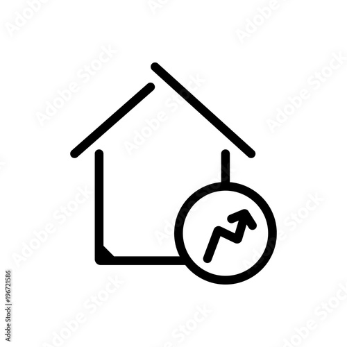 real estate prices uplift outlined vector icon. Outlined symbol of property cost increase. Simple, modern flat vector illustration for mobile app, website or desktop app