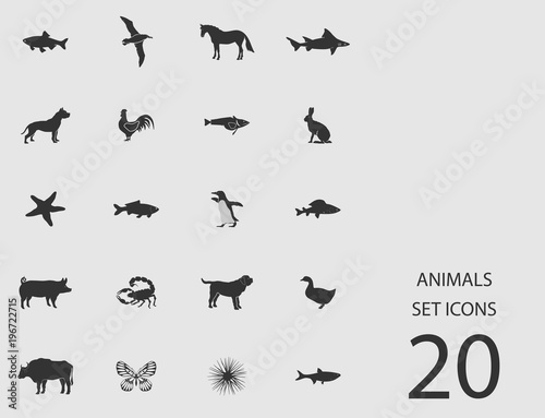 Animals set of flat icons. Vector illustration