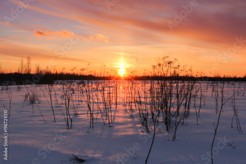 Red winter sunset. © German S