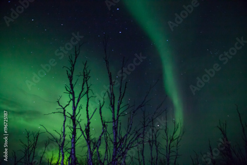 beautiful northern lights over lappland in finnland