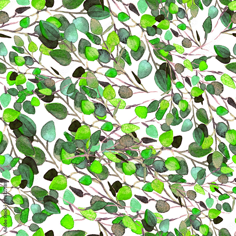 Eucalyptus Greenery Leaves Seamless Pattern. Eucalyptus Greenery Leaves Seamless Pattern.