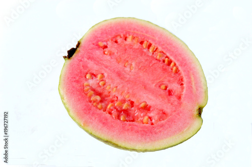 fresh red guava on white background photo