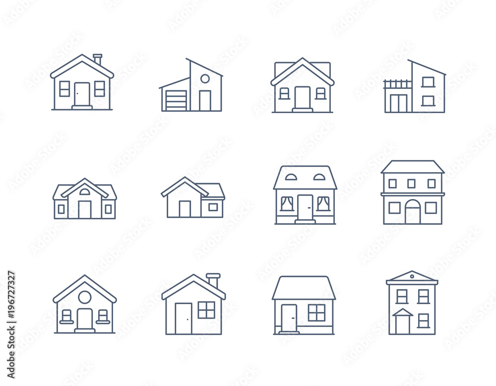 House Line Icon Vector / Home icon / Building houses - Vector thin line icon House Line Icon Vector / Home icon / Building houses - Vector thin line icon