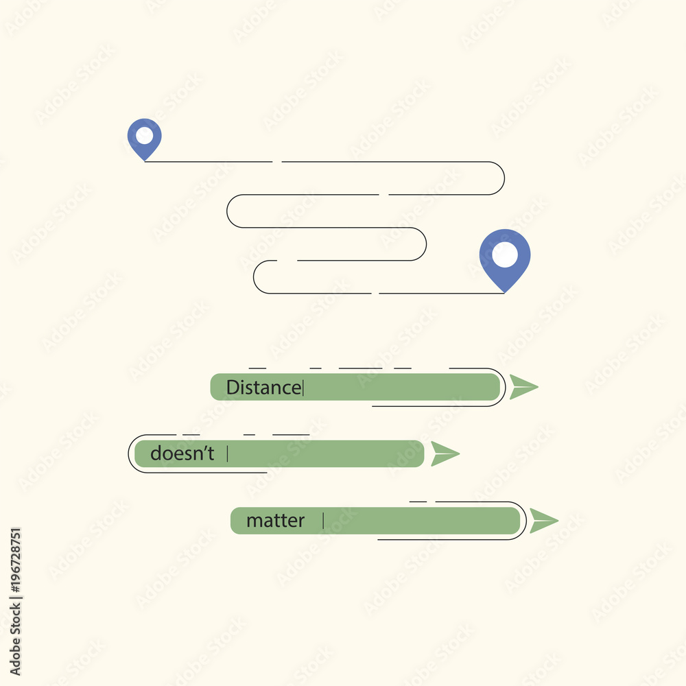 Social media make distance doesn’t matter. It’s depicted by comparison between location icon and text messaging icon. Connectivity make us keep in touch. Vector illustration. Social media make distance doesn’t matter. It’s depicted by comparison between location icon and text messaging icon. Connectivity make us keep in touch. Vector illustration.