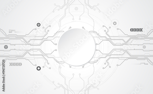 Abstract technological background concept with various technology elements. Vector tech circle and technology background, speed communication concept. All in a single layer. Vector Illustration.