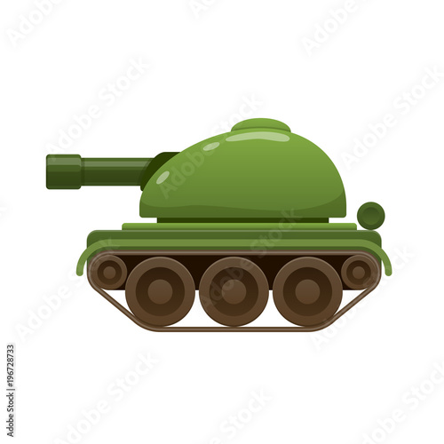 Children s beautiful realistic toy green battle tank, armored car.