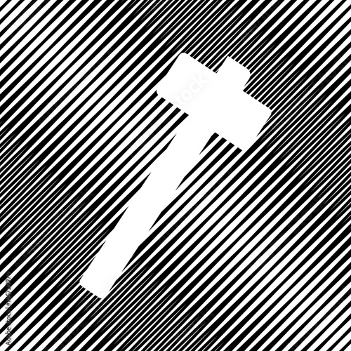 Hammer sign illustration. Vector. Icon. Hole in moire background