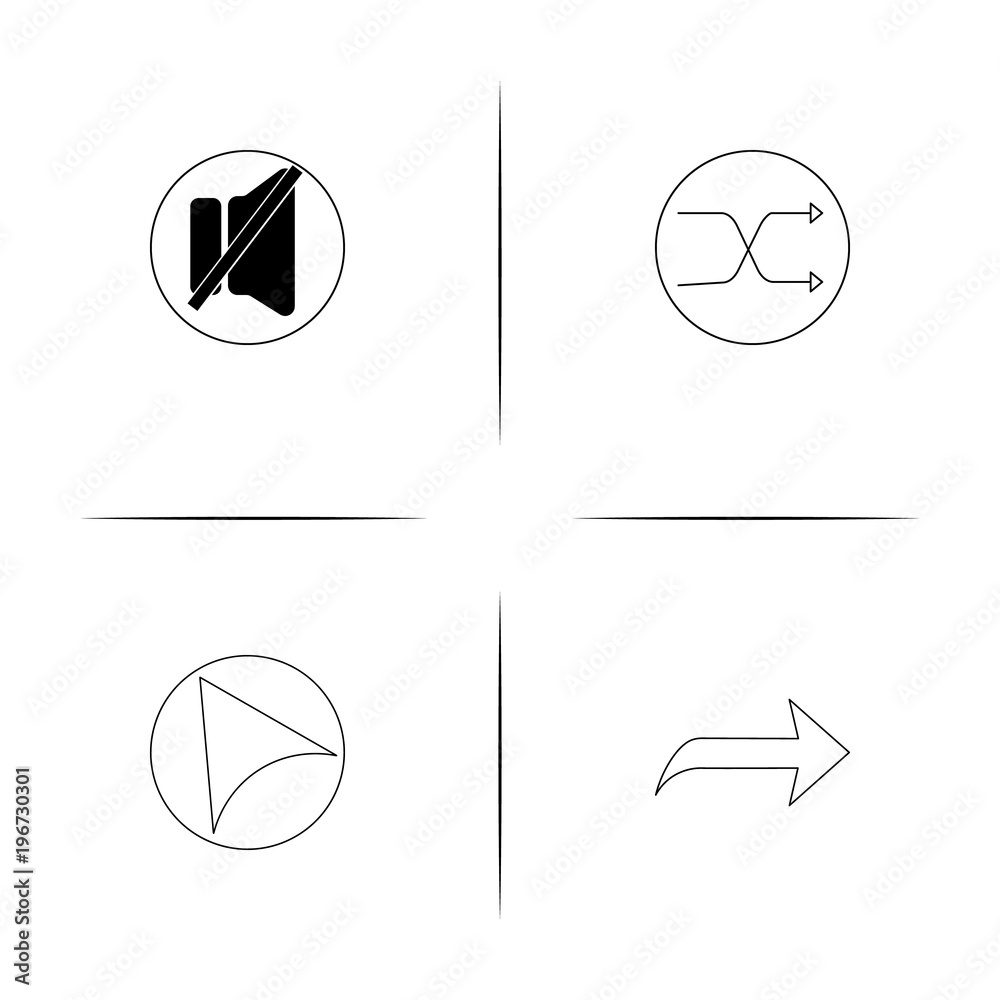 Buttons simple linear icon set.Simple outline icons Buttons simple linear icon set.Simple outline icons