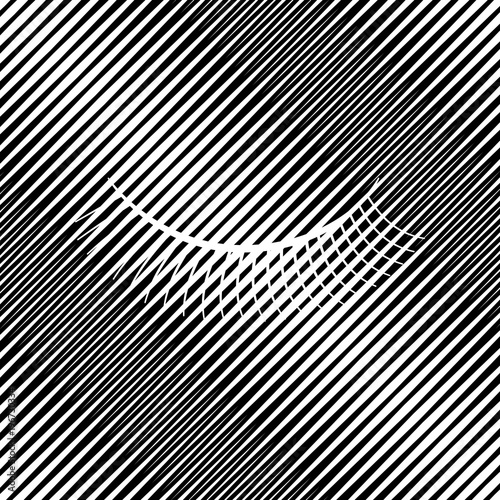 Eyelashes sign. Vector. Icon. Hole in moire background.